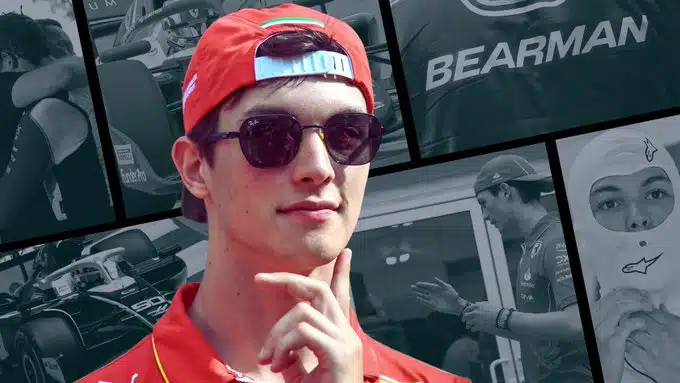 Oliver Bearman sur la grille de départ en 2025 avec Haas bearman